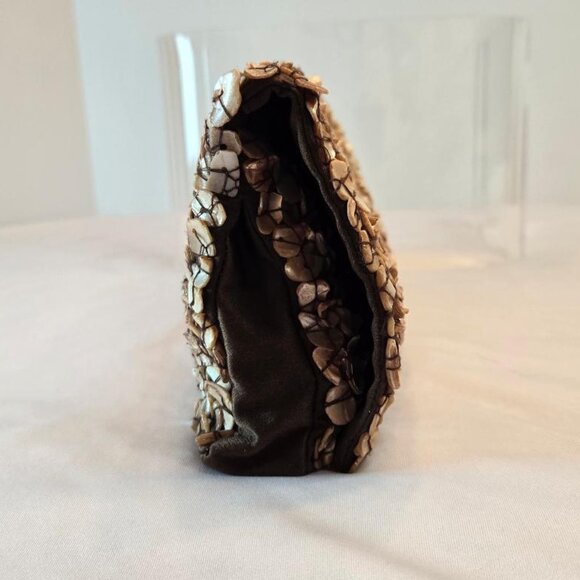 MOYNA Vintage Seashell Clutch, Shell Covered Fold Over Purse, Long Slim Clutch - Picture 5 of 13